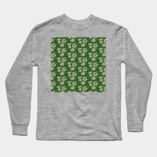 Green Shapes Pattern Background Long Sleeve T-Shirt